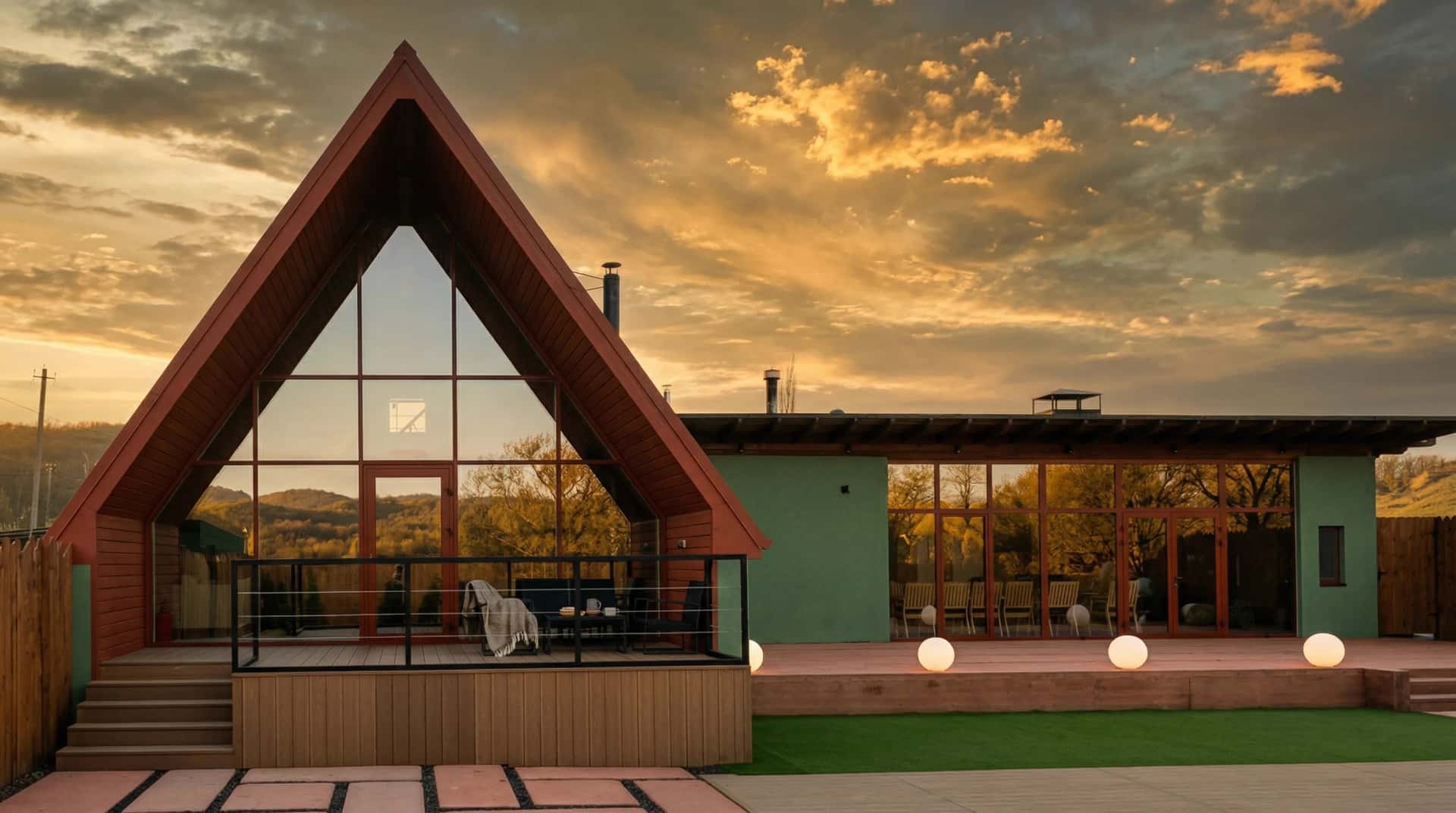 Аренда современного A-frame дома АУРА в лесу под Ставрополем - комфортный отдых с панорамными окнами